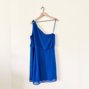 Adrianna Papell One Shoulder A-Line Dress in Royal Blue - Size 18